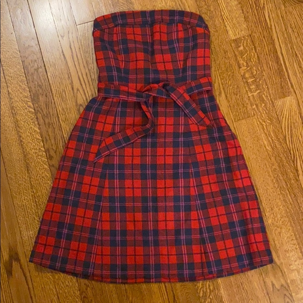 NWOT Am. Eagle Plaid strapless dress